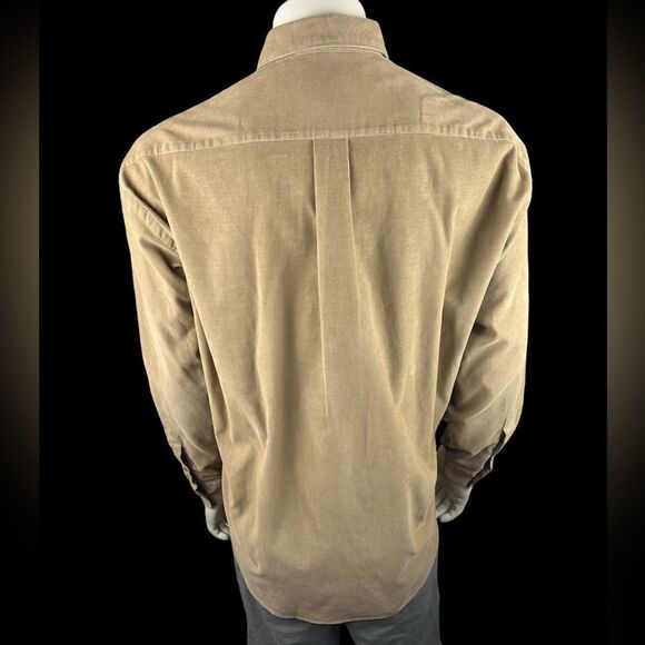 Barney’s New York Men’s Casual L/S Button Down Tan Superfine Corduroy Size Large - Picture 2 of 4